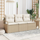 Tuinbankenset poly rattan 3-delig beige wit