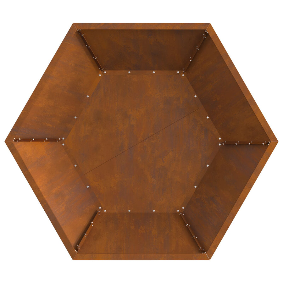 Vuurkorf Hexagonaal Verweerd Staal 100 x 100 x 28 cm Verweerd staal/Bruin