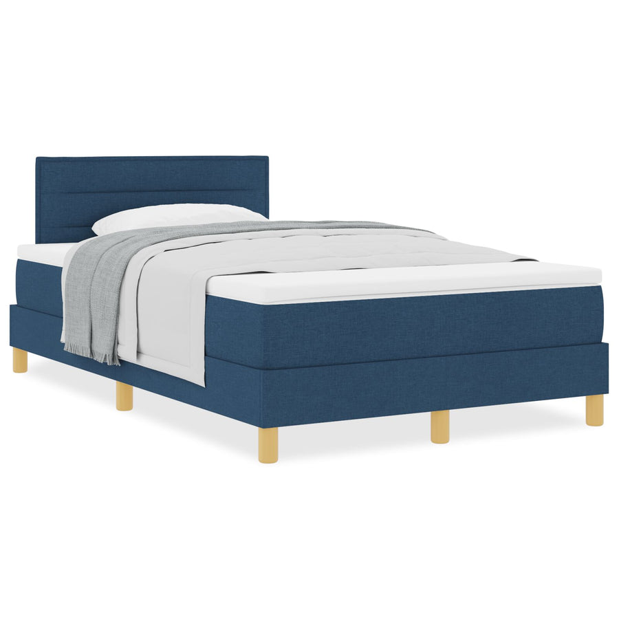 Boxspringbed Met Matras Stof Blauw 120 x 200 cm Lijnenontwerp