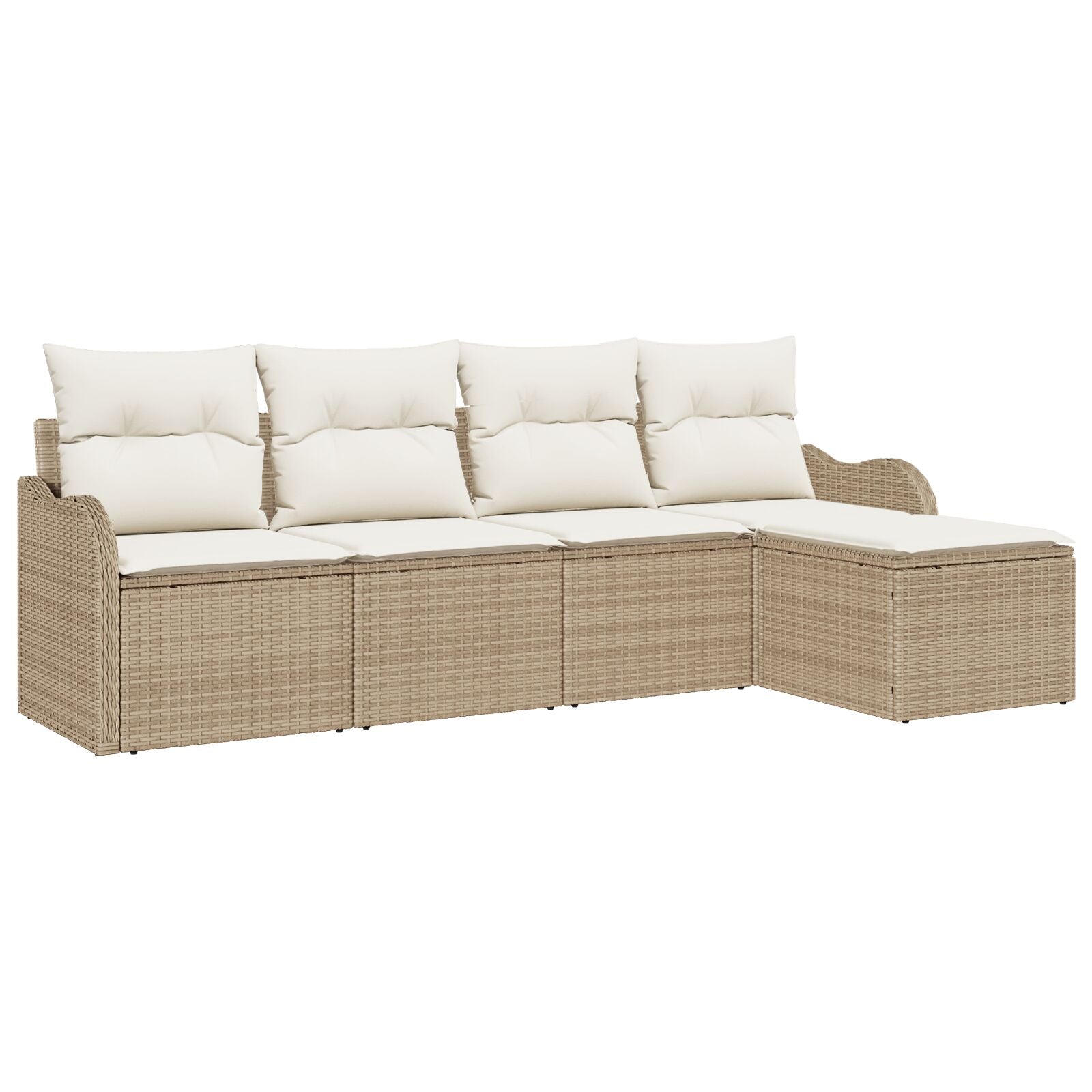 5-delige tuinsofa set met kussens beige poly rattan, vidaXL 2-zits tuinsofa met kussens beige poly rattan