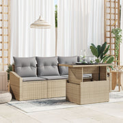 Tuinset poly rotan 5-delig beige