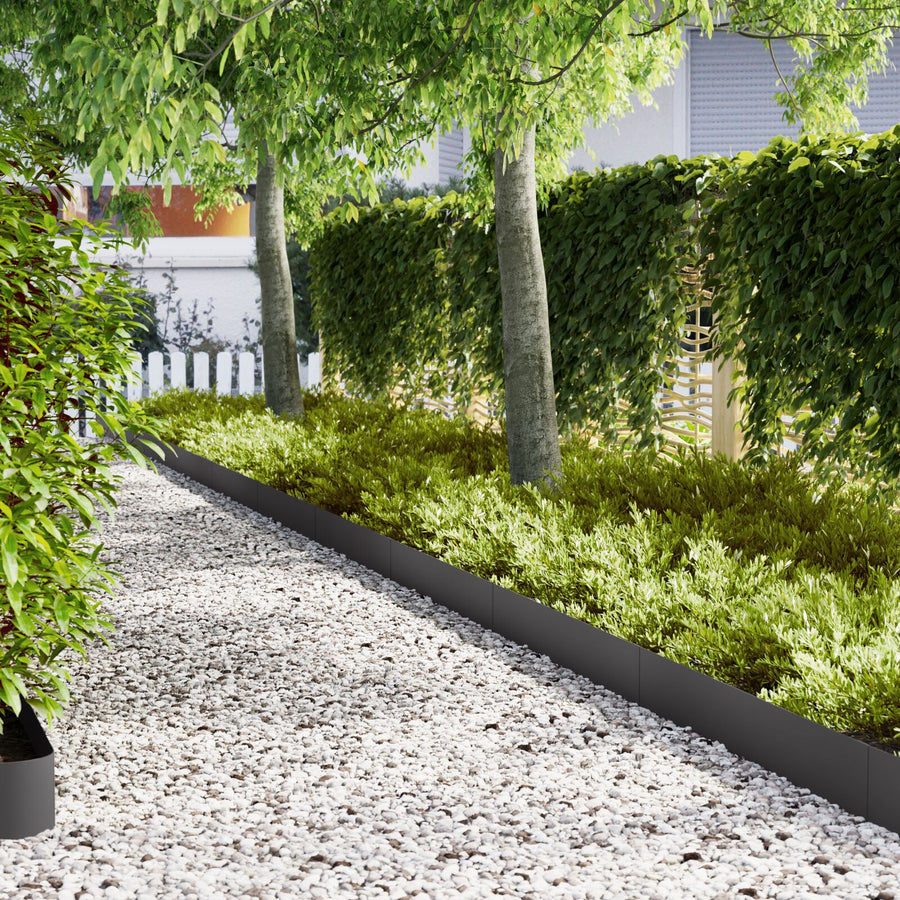 Tuinranden 10 Stuks Staal 100 x 0.5 x 20 cm Zwart