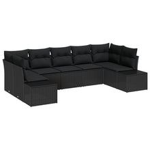 7-Delige Tuin Sofa Set Met Kussens Zwart Poly Rattan