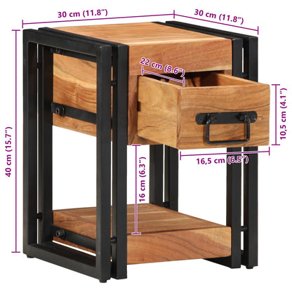 Nachtkastje 1 30 x 30 x 40 cm Massief acaciahout
