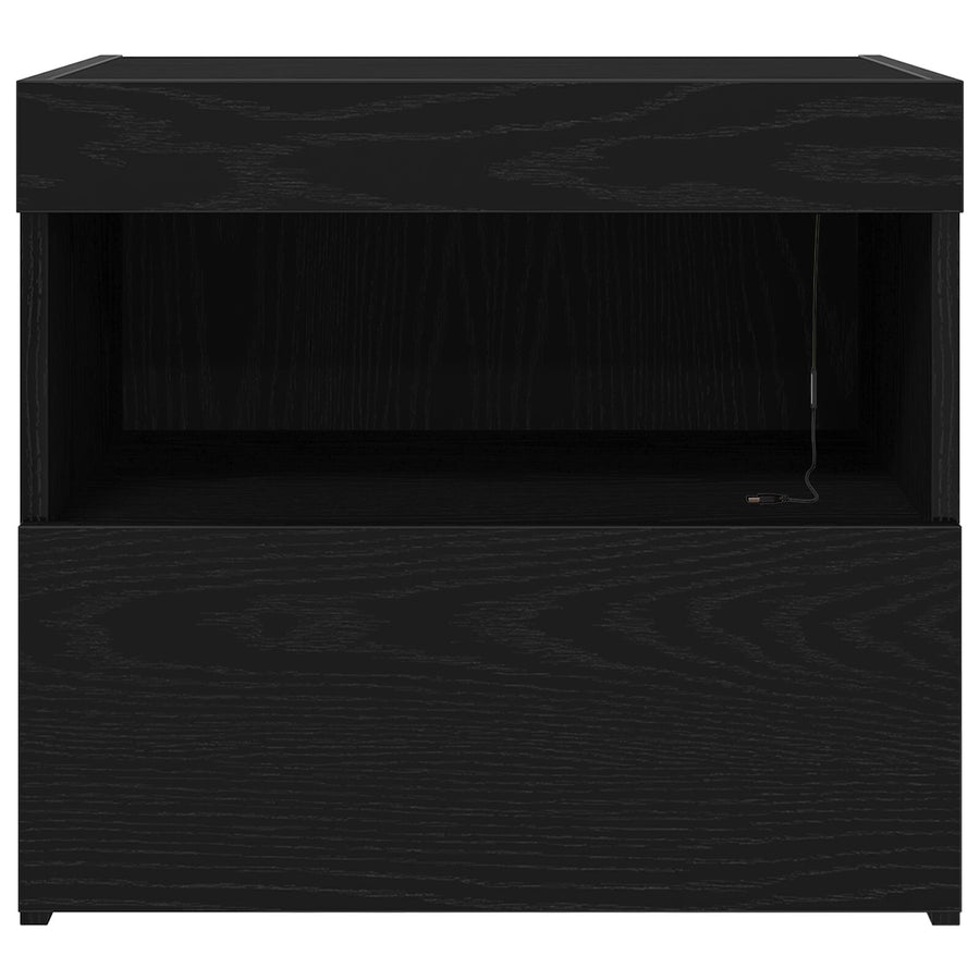 Nachtkastjes Met Led-Verlichting 2 Stuks Zwart Eiken 50X40X45 Cm