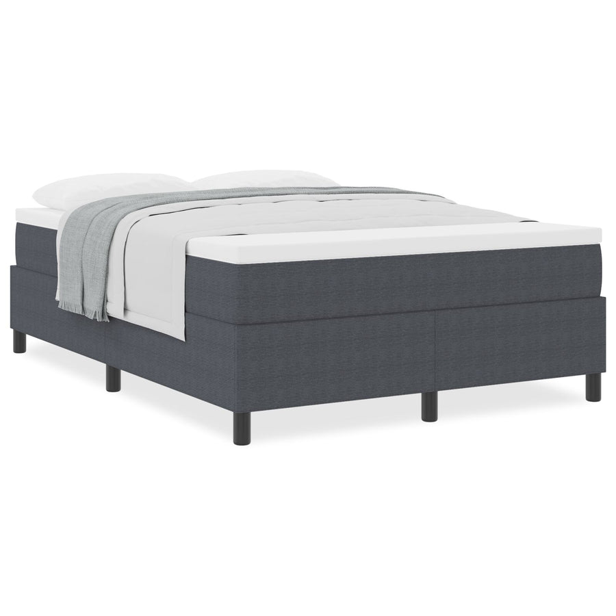 Boxspring Bed Met Matras Donkergrijs 140X200 Cm Corduroy Stof