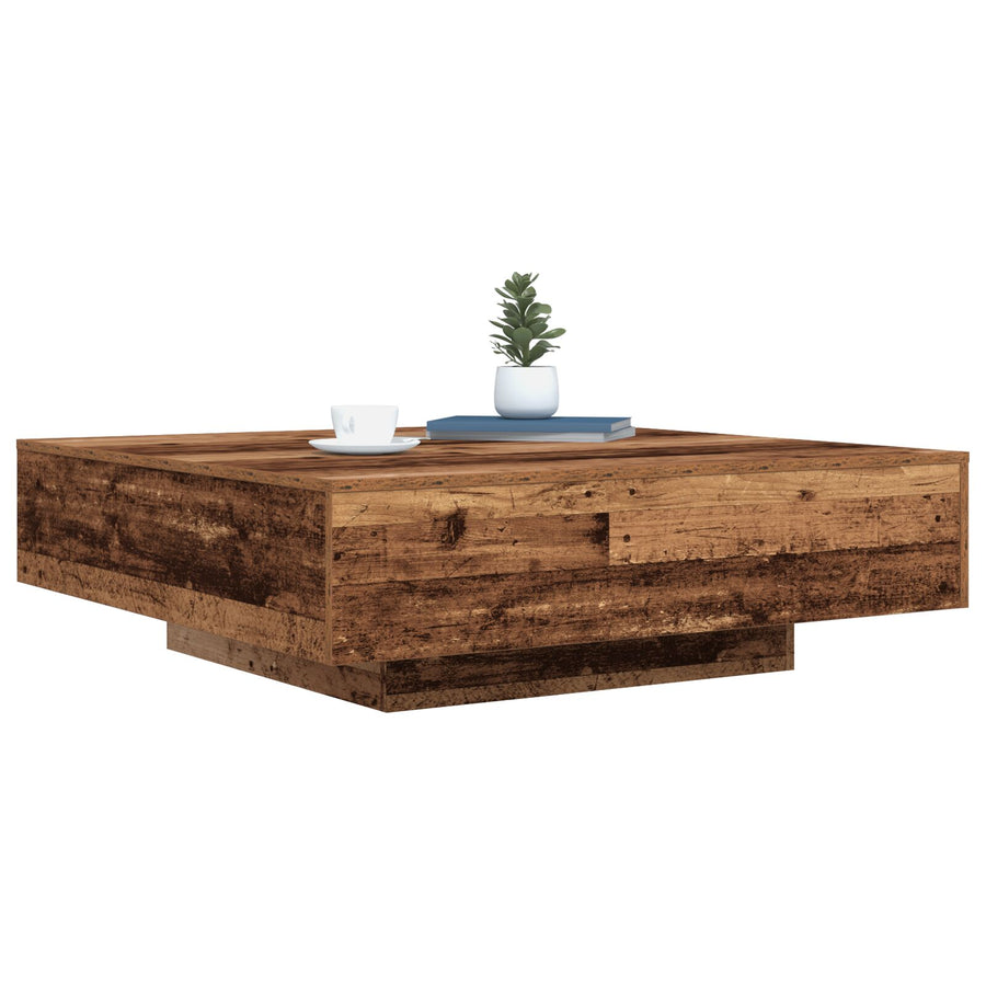 Salontafel Met Led-Verlichting Oud Hout 100X100X31 Cm