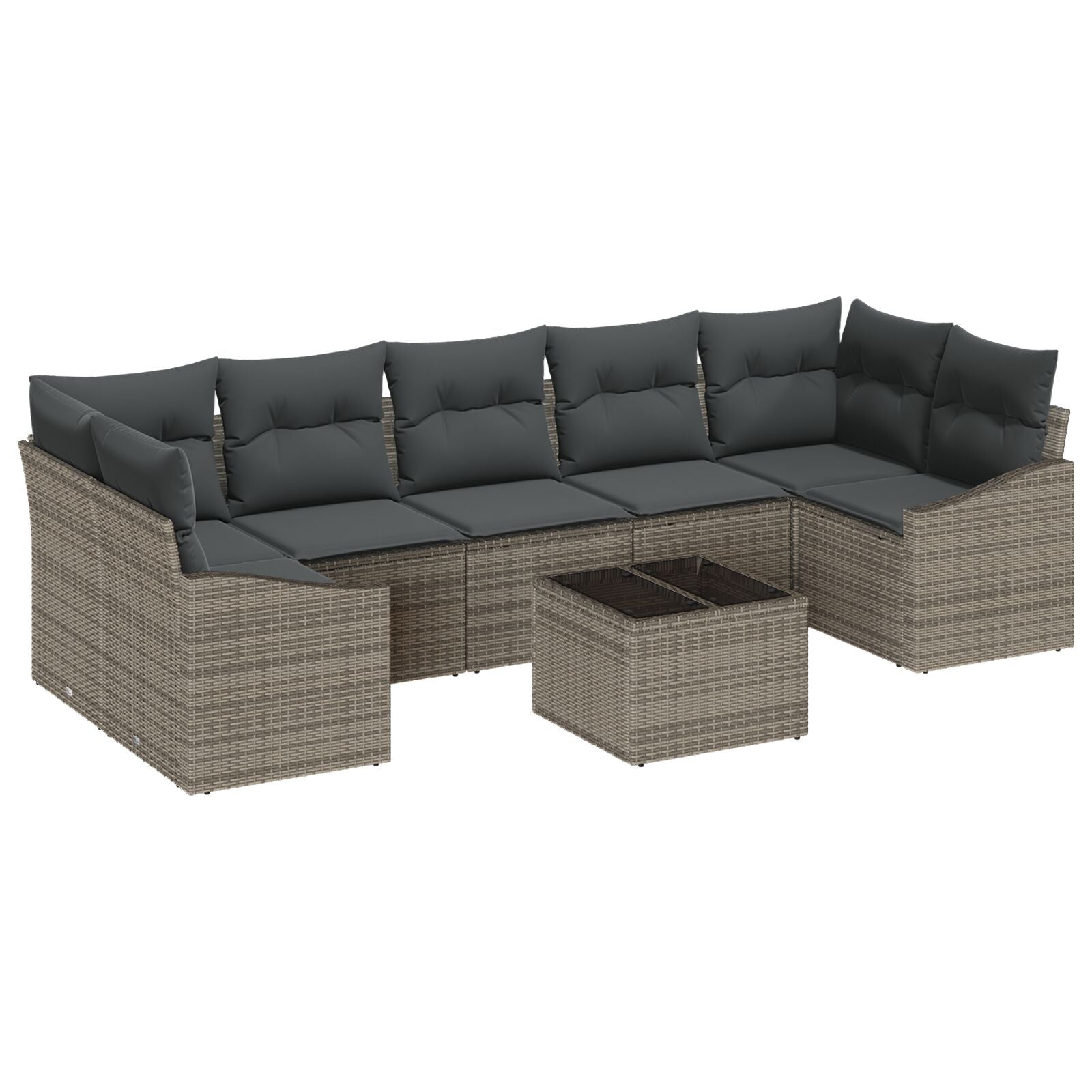 8 Delige Tuin Sofa Set Met Kussens Grijs Poly Rattan