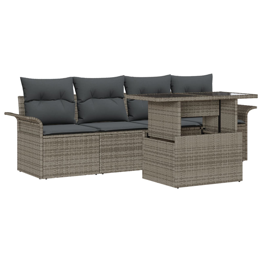 Tuin Sofa Set Set Van 4 Grijs Riet
