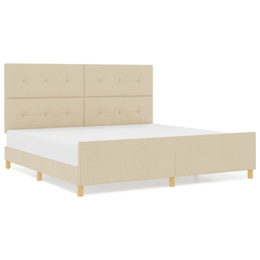 Bedframe Crème 200X200 Cm Stoffen Crème