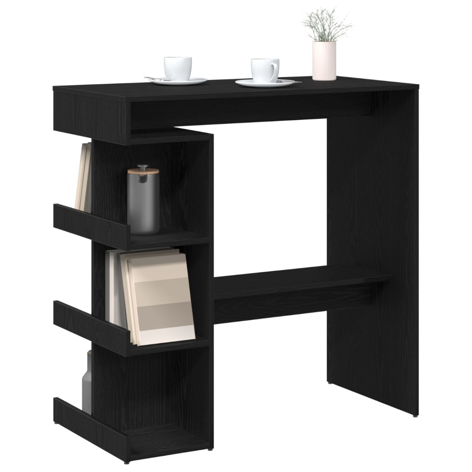 Zwart Eiken Bartafel Met Opslagrek, 100X50X101.5 Cm