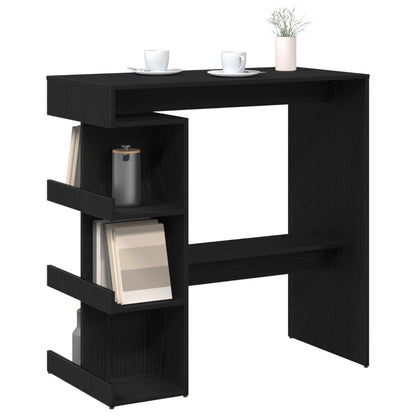 Zwart Eiken Bartafel Met Opslagrek, 100X50X101.5 Cm