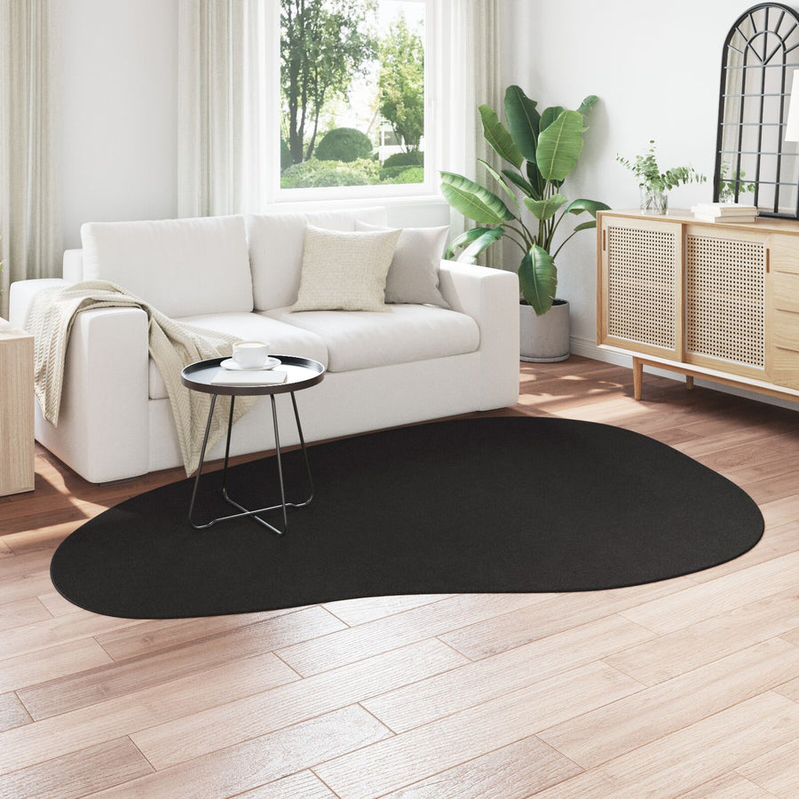 Vloerkleed 'Huarte' Korte Pool Zacht En Wasbaar Zwart 160 x 230 cm Ovaal-Wave rand