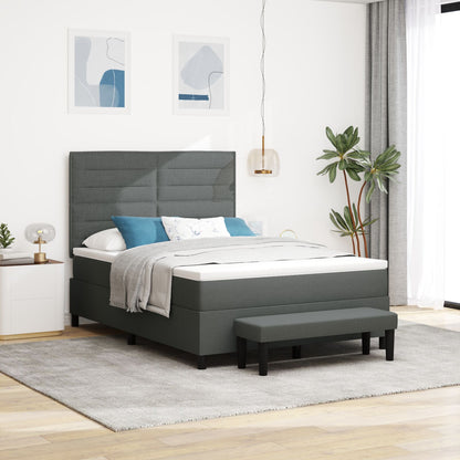 Boxspringbed Met Matras & Bank Stof Donkergrijs 160 x 200 cm Lijnen ontwerp