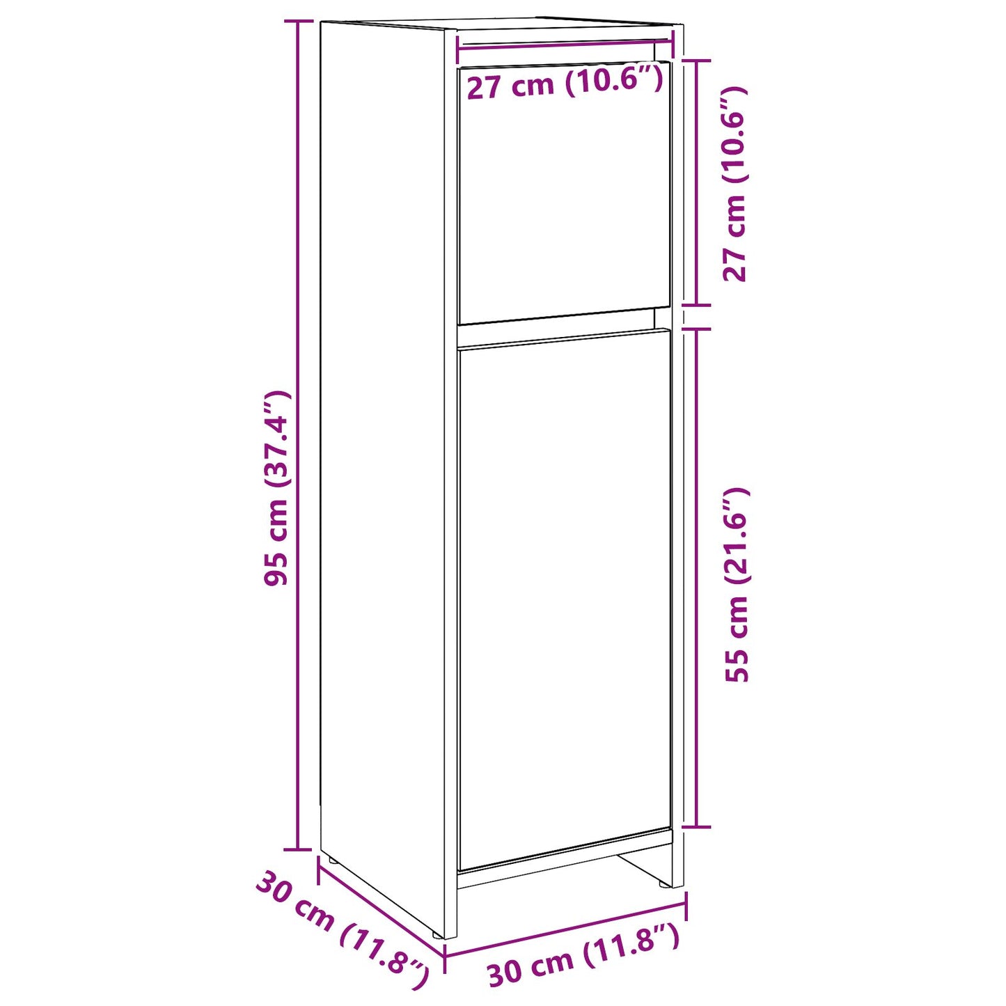 Badmeubel Zwart Eiken 30X30X95 Cm Gemaakt Van Hout