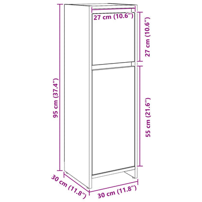 Badmeubel Zwart Eiken 30X30X95 Cm Gemaakt Van Hout