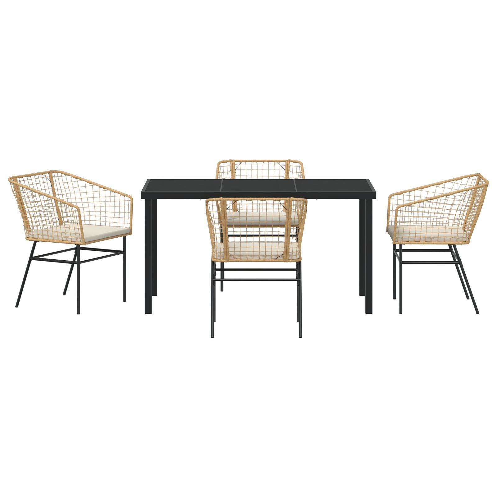 5-Delige Tuin Eetset Met Kussens Bruin Poly Rattan