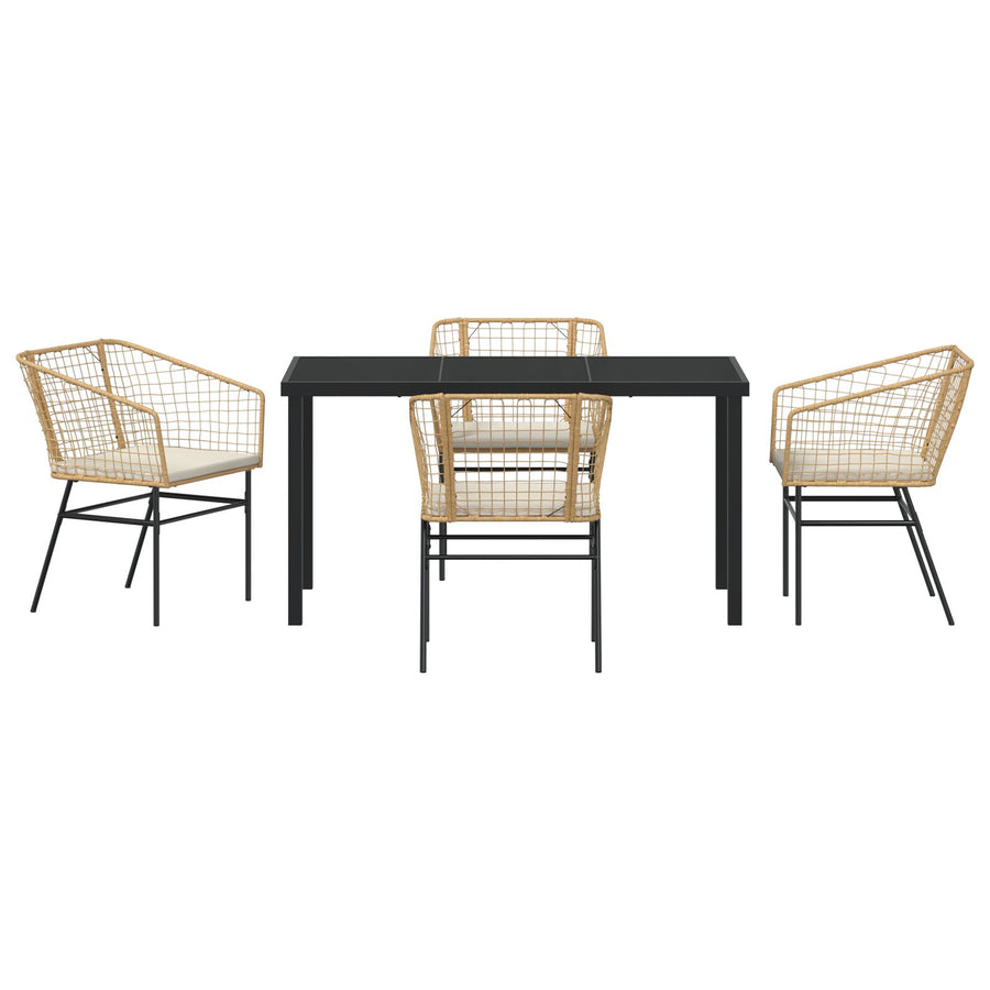 5-Delige Tuin Eetset Met Kussens Bruin Poly Rattan