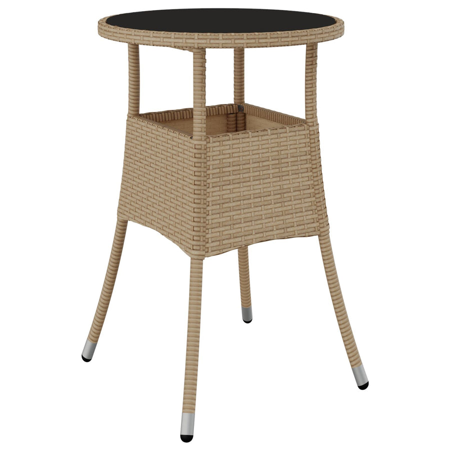 Tuin Eetset Set Van 3 Beige Wicker, Glas Duurzaam Tuin Eetset