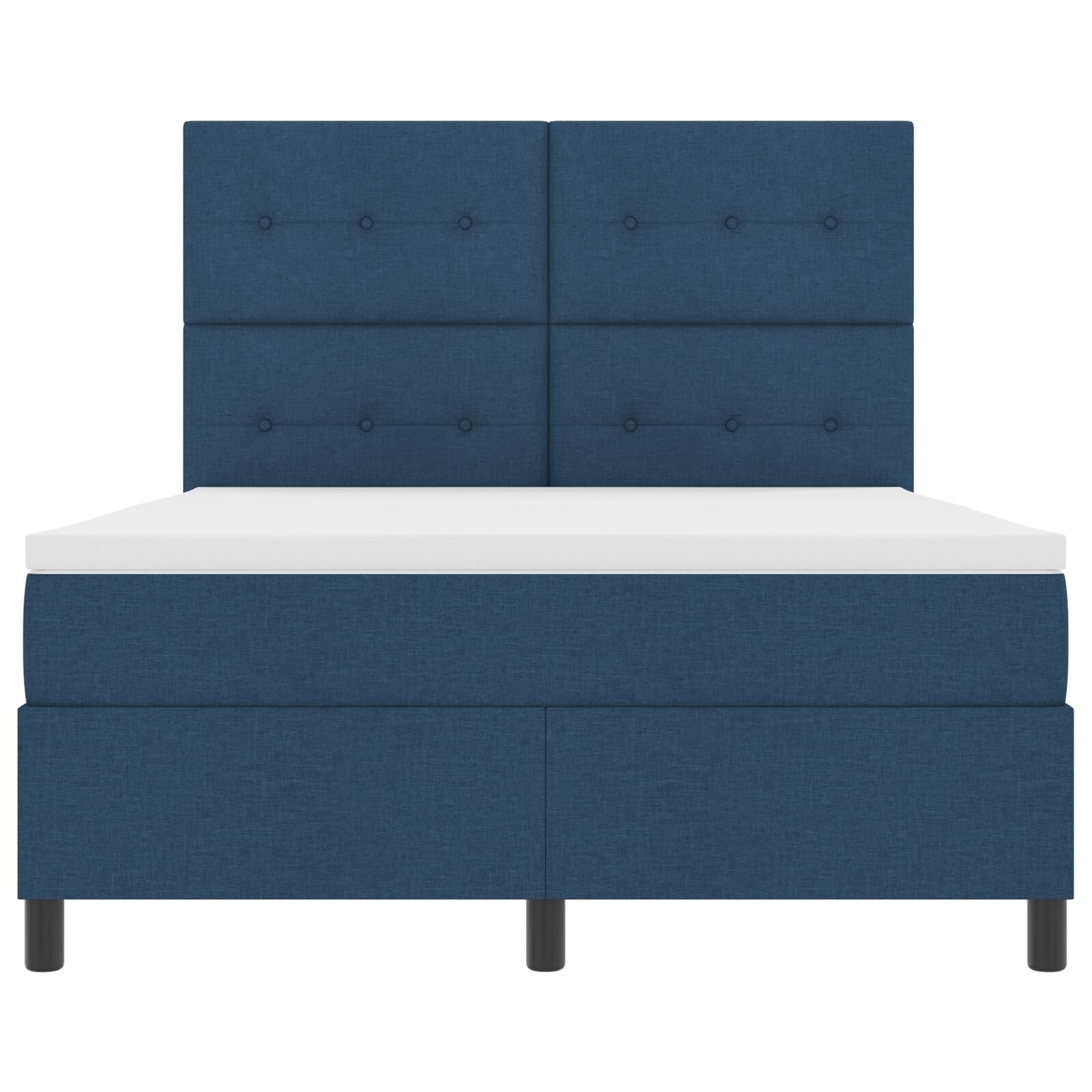 Boxspring Bed Met Matras Stof Blauw 140 x 200 cm Knop gestikt