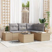 Tuinbankenset poly rattan beige lichtgrijs
