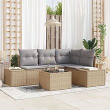 5-Delige Tuin Sofa Set Met Kussens Zwart Poly Rattan Beige en Lichtgrijs met tafel