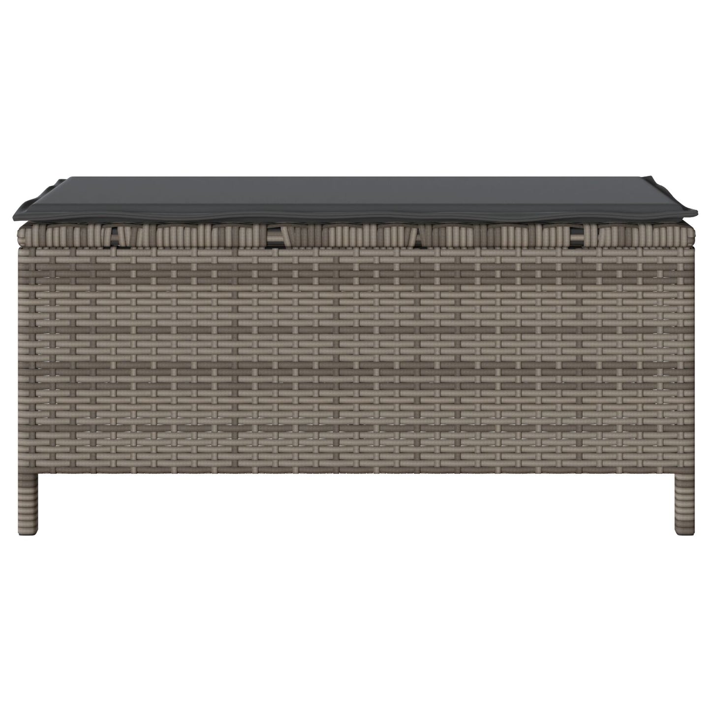 3-Delige Tuin Eetset Met Kussens Poly Rattan Acacia 100 cm Grijs 2 krukken