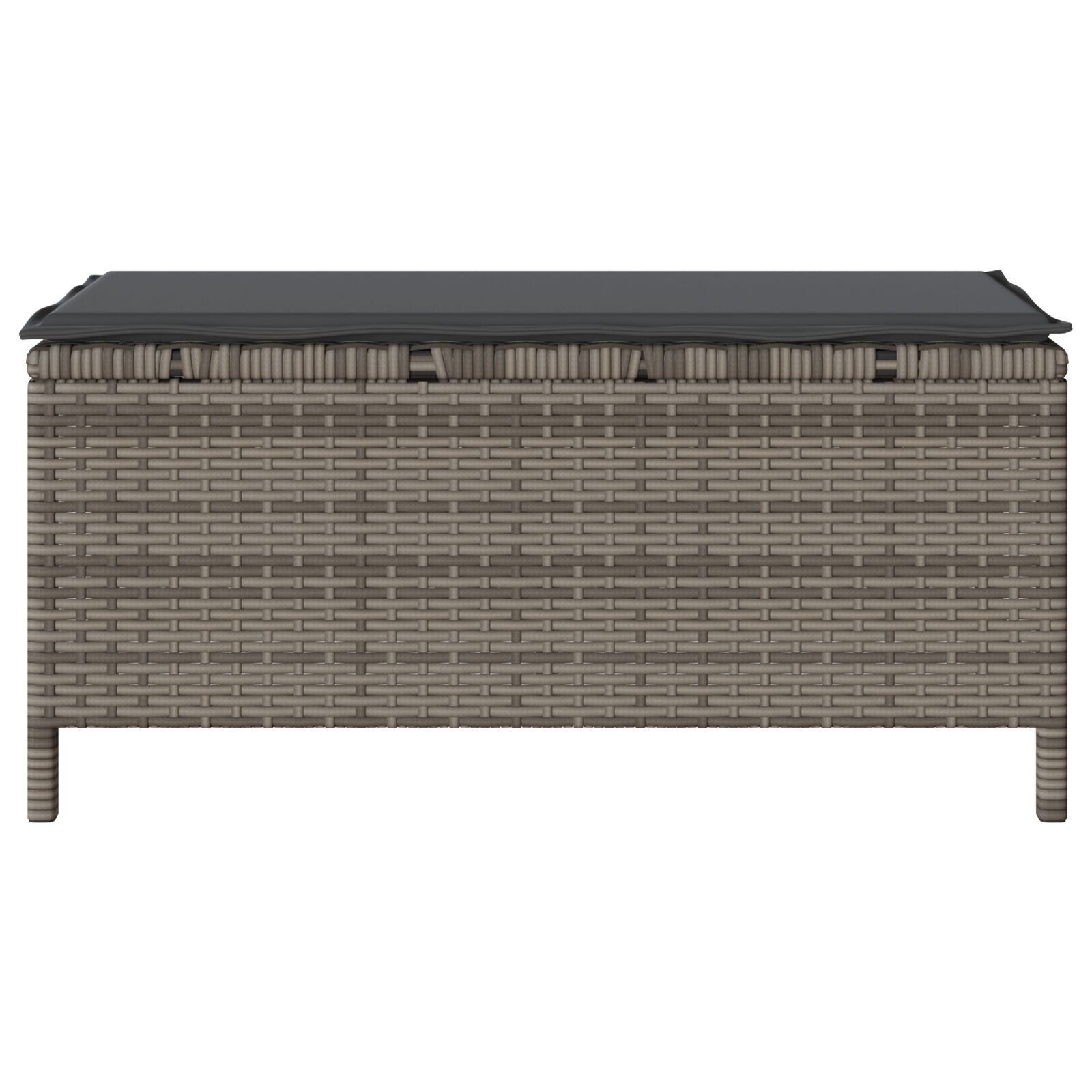 3-Delige Tuin Eetset Met Kussens Poly Rattan Acacia 100 cm Grijs 2 krukken