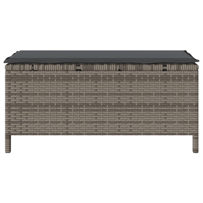 3-Delige Tuin Eetset Met Kussens Poly Rattan Acacia 100 cm Grijs 2 krukken