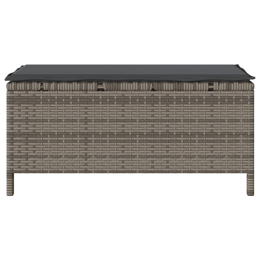 3-Delige Tuin Eetset Met Kussens Poly Rattan Acacia 100 cm Grijs 2 krukken