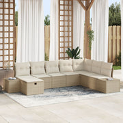 Loungeset poly riet 8-persoons beige