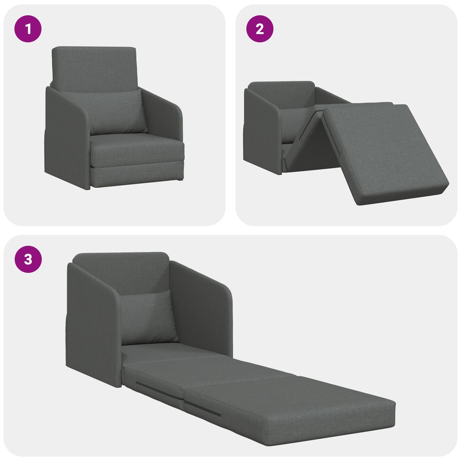 Vloer Sofa Bed 2-In-1 65X80X83 Cm Stof Donkergrijs