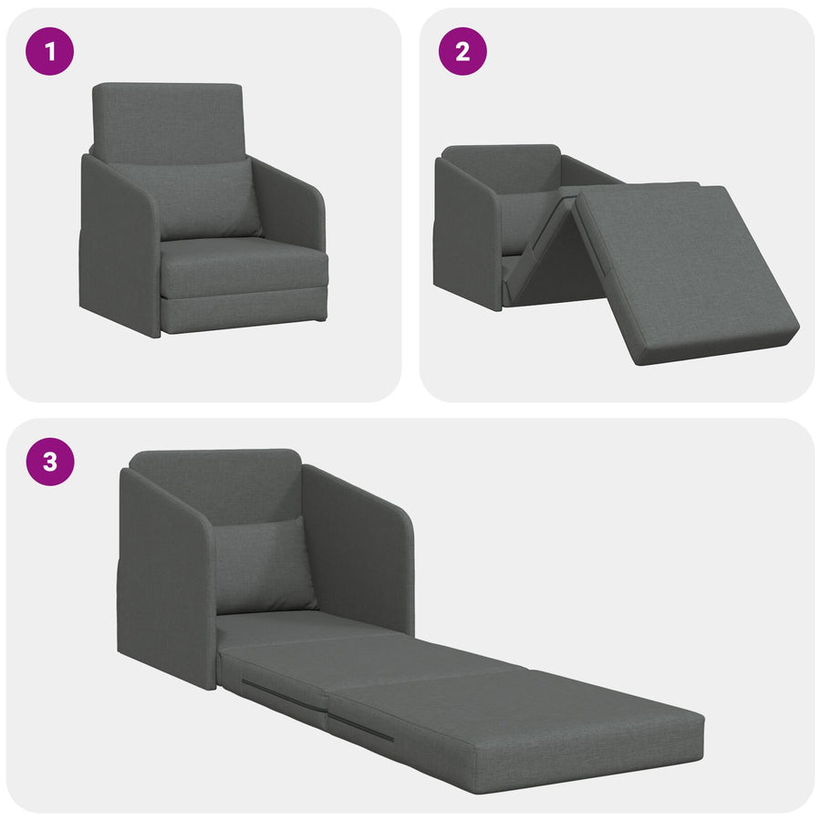 Vloer Sofa Bed 2-In-1 65X80X83 Cm Stof Donkergrijs