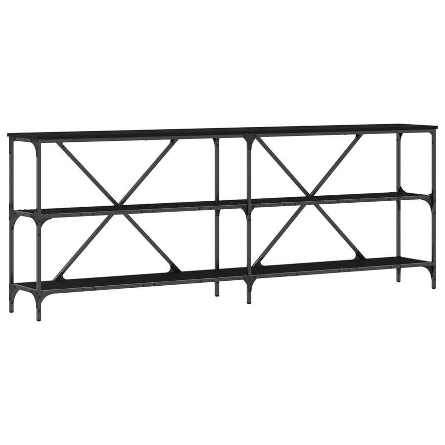 Console Tafel Zwart Eiken 200X30X75 Cm Engineered Hout En Staal