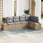 Garden sofa set with cushion 5 pcs Beige Poly rattan