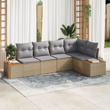 5-Delige Tuinbankset Met Kussens Beige Poly Rattan Acacia