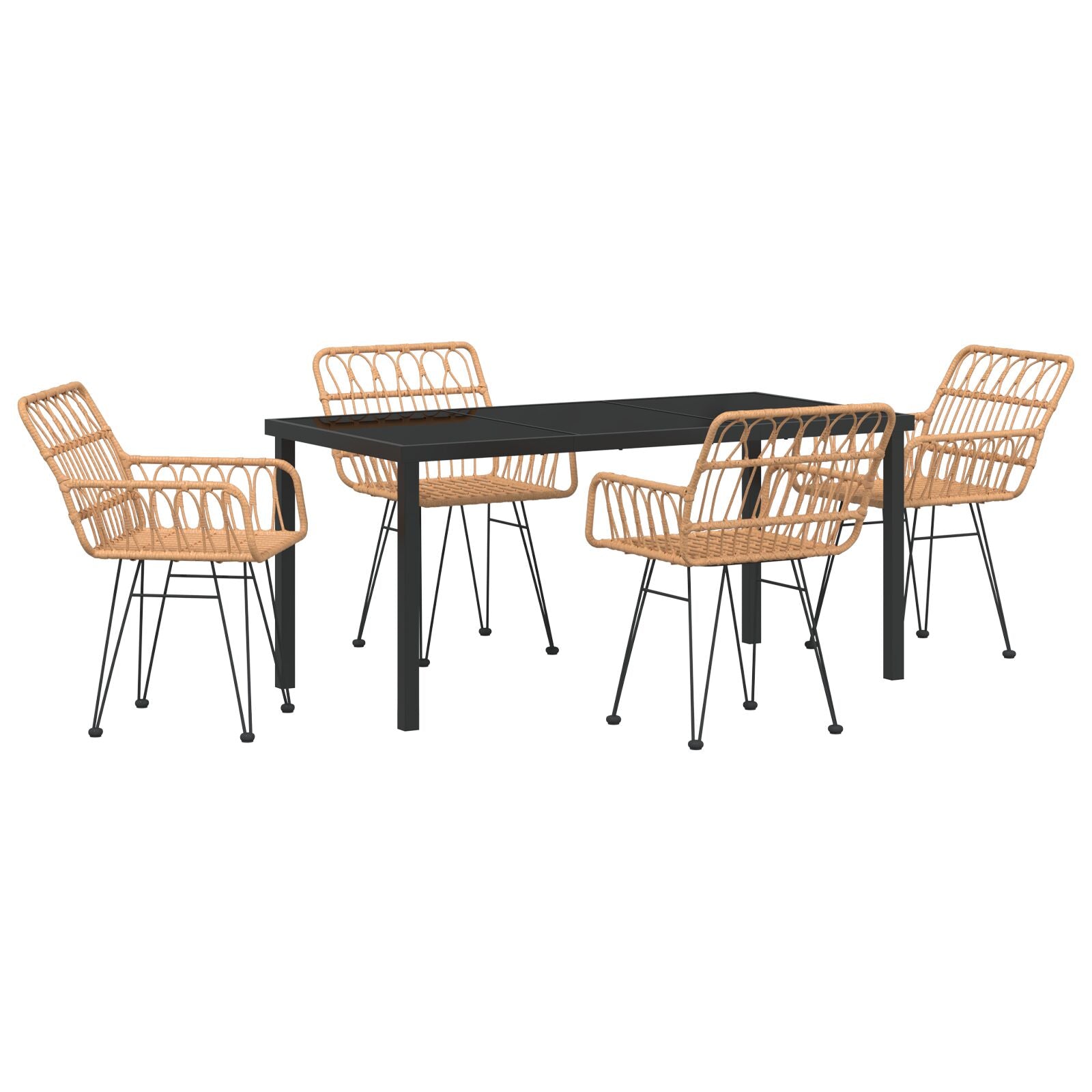 5-Delig Tuin Eetset Bruin Poly Rattan