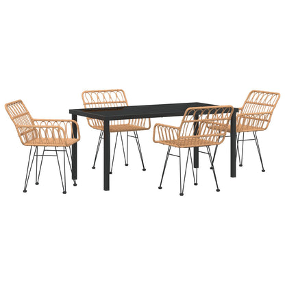5-Delig Tuin Eetset Bruin Poly Rattan