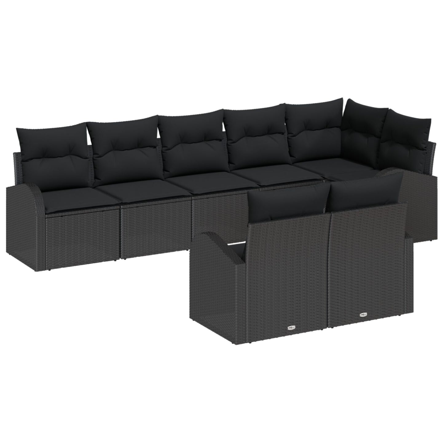 8 Delige Tuin Sofa Set Met Kussens Poly Rattan Zwart zonder tafel