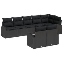 8 Delige Tuin Sofa Set Met Kussens Poly Rattan Zwart zonder tafel