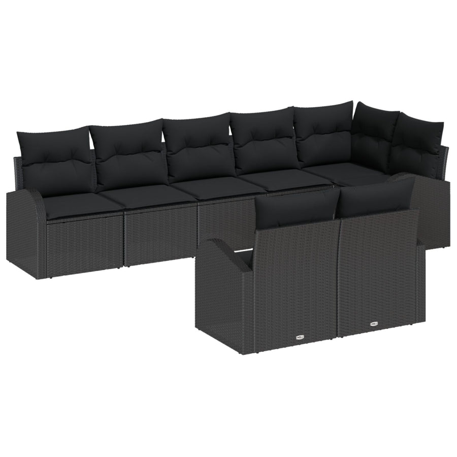 8 Delige Tuin Sofa Set Met Kussens Poly Rattan Zwart zonder tafel