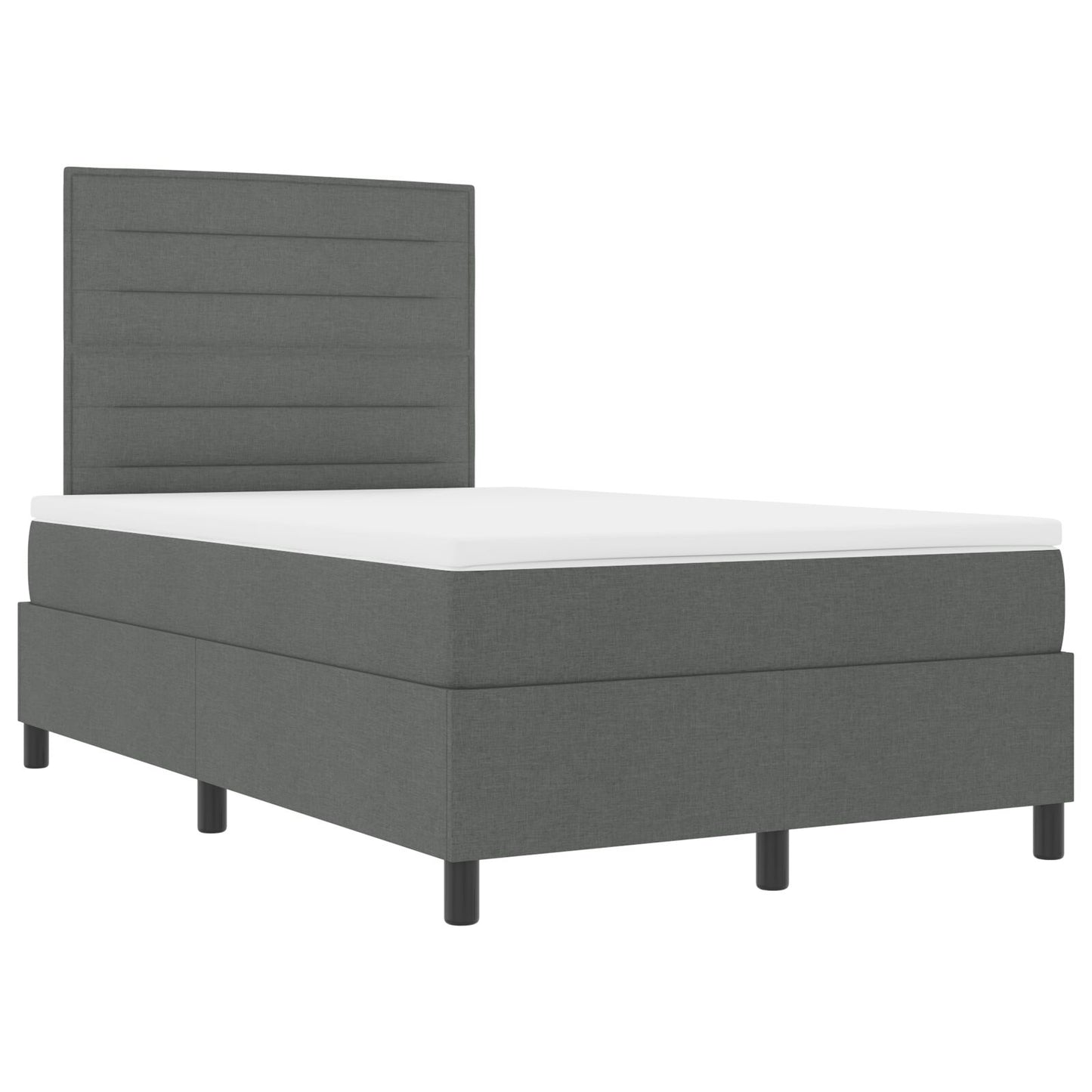 Boxspring Bed Met Matras Stof Donkergrijs 120 x 200 cm Lijnenontwerp