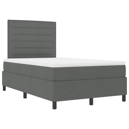 Boxspring Bed Met Matras Stof Donkergrijs 120 x 200 cm Lijnenontwerp