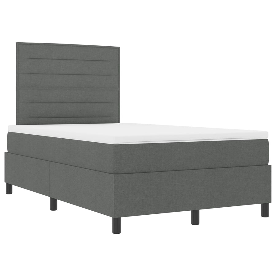 Boxspring Bed Met Matras Stof Donkergrijs 120 x 200 cm Lijnenontwerp