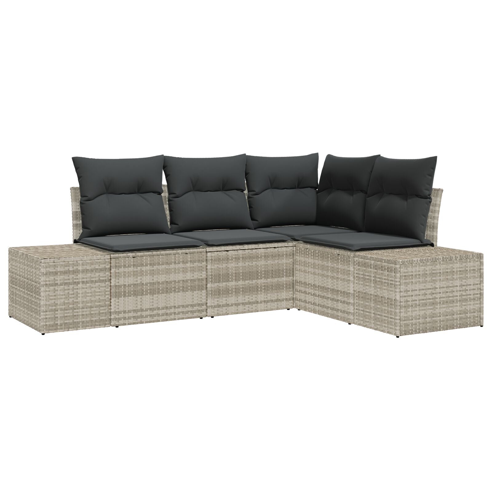 4-Delige Tuin Sofa Set Met Kussens Poly Rattan Lichtgrijs zonder tafel