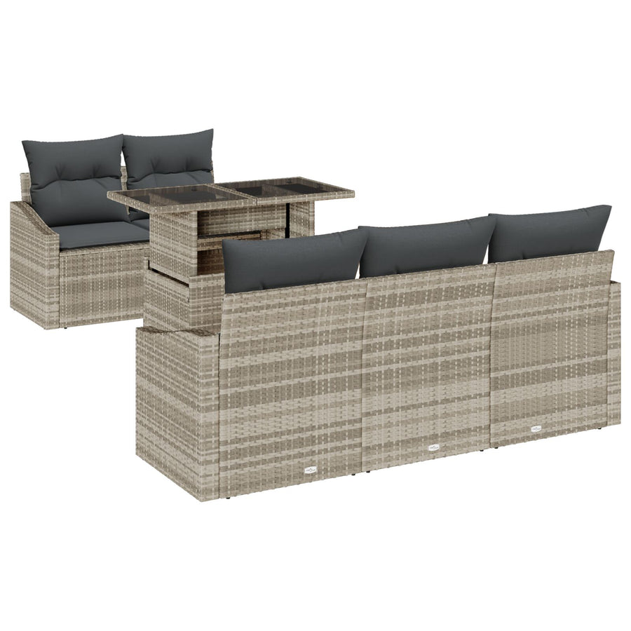 Tuin Sofa Set 6-Delig Beige Poly Rattan Tuin Sofa Set