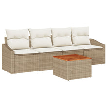 5-Delige Tuin Sofa Set Met Kussens Beige Poly Rattan Acacia