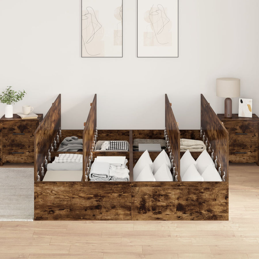 Opbergbedframe Gerookt Eiken 140 x 190 cm
