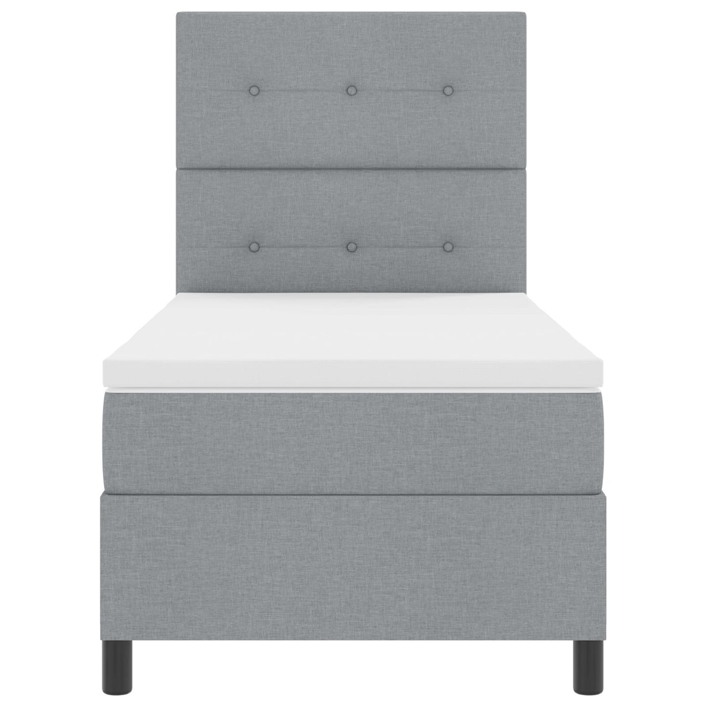 Boxspring Bed Met Matras Eenpersoons Stof Lichtgrijs 90 x 190 cm Knopen tufted