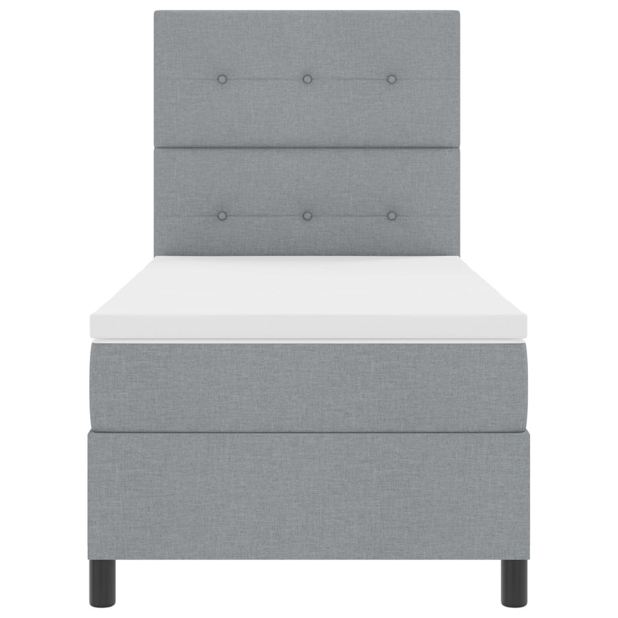 Boxspring Bed Met Matras Eenpersoons Stof Lichtgrijs 90 x 190 cm Knopen tufted
